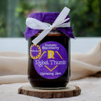 Jar of organic Rebel Thumb seedless Tomato Blackberry Uprising Jam made in California
