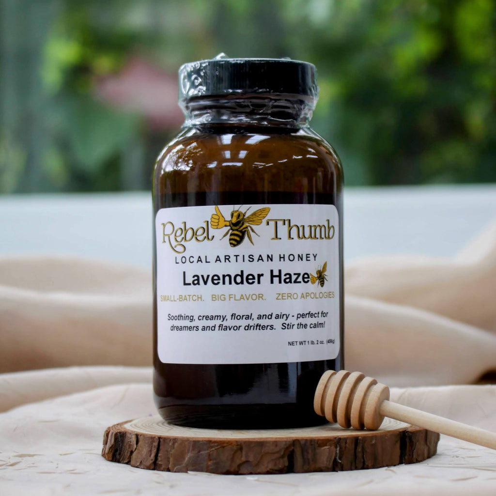 Jar of Rebel Thumb Lavender Haze Honey made in California