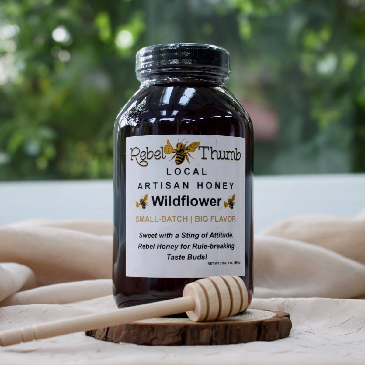 Jar of Rebel Thumb Local Artisan Wildflower Honey made in California