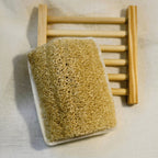 Sustainable and eco-friendly natural loofah (luffa) sponge bar soap made in California that can be used for women's selfcare